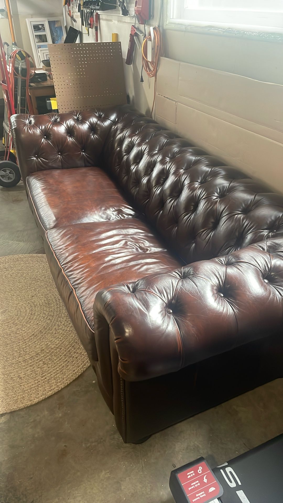 Real Leather Chesterfield Style Sofa