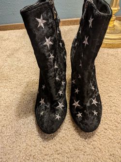 Wild Diva Lounge Black Velvet Star Boots