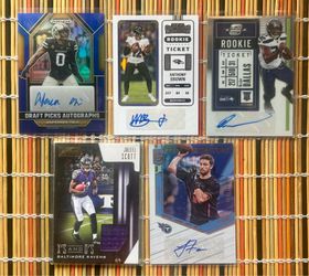 Football Rookie Autograph / Relic Lot of 5 Cards - Serial #’d - Anthony Richardson - DeeJay Dallas - Jeff Faulk + More - Mint - Mint