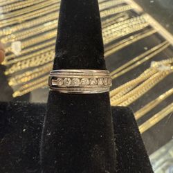 14KT White Gold Band W/ Natural Round Diamonds 37079-2