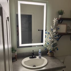 3 tone touch LED dimmable bathroom mirror