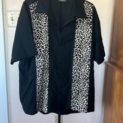 Leopard Bowling Shirt Size L