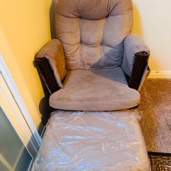 Angel Line Windsor Glider and Ottoman, Espresso Finish with Chocolate Cushions 