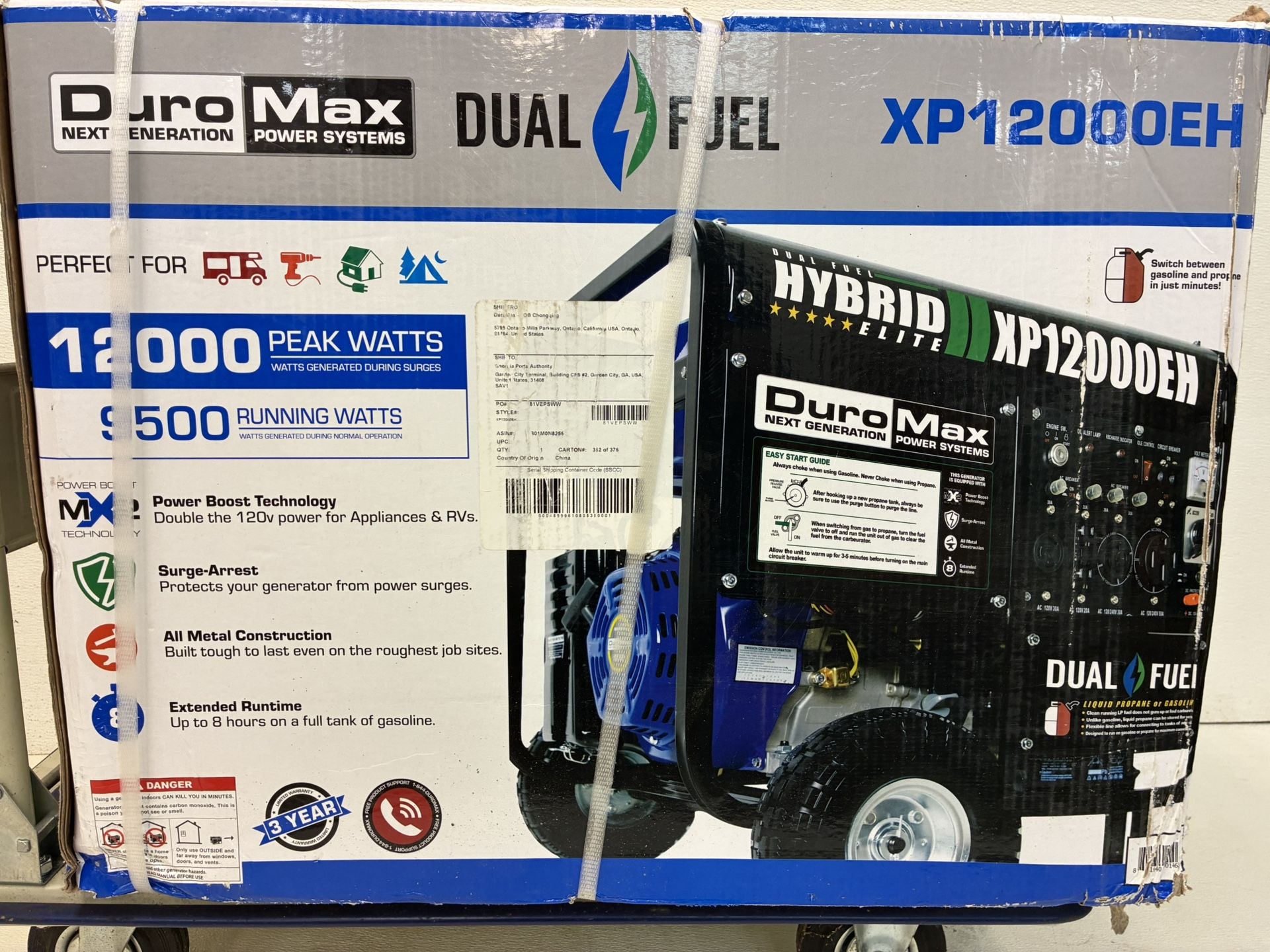 New In Box DuroMax Whole House Dual Fuel Generator