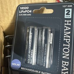 Hampton Bay Lithium Phosphate 1000 mAh Solar Rechargeable 18500 Batteries (2-Pack x 4)