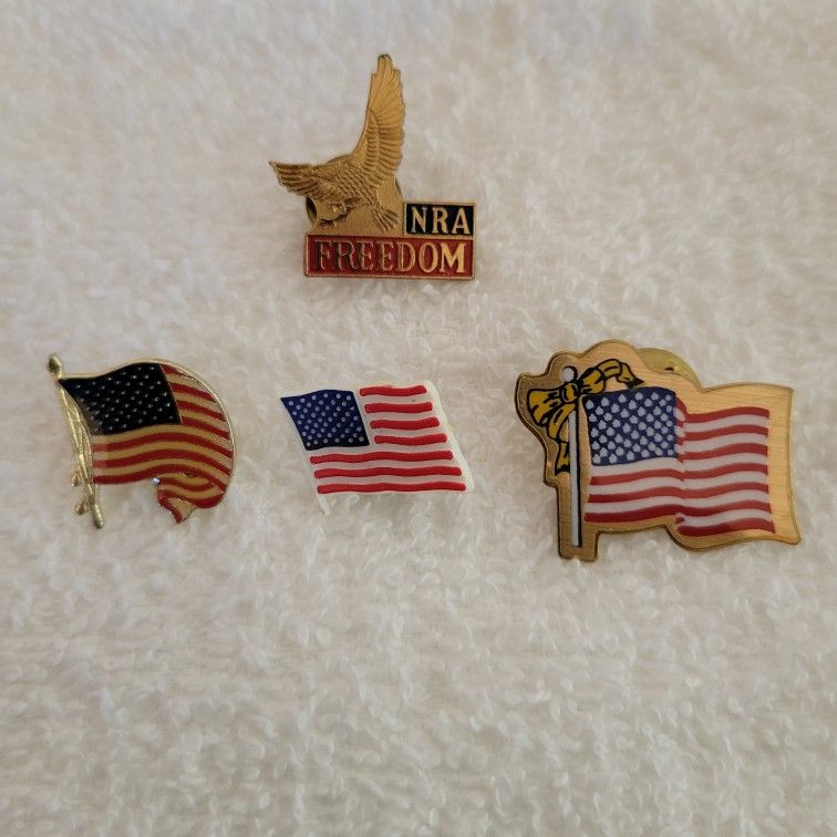 Patriotic Flag Lapel Pins - Set of 4