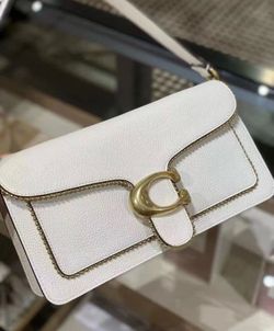 Coach Tabby 7168 Brass/Chalk Shoulder Bag 26 With Bead chain NWT