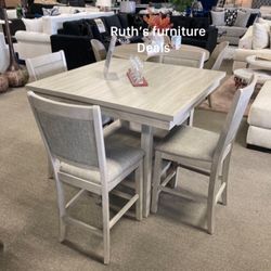 Beautiful Light Gray Counter Height Dining Set