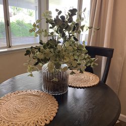 Faux Eucalyptus stems and vase