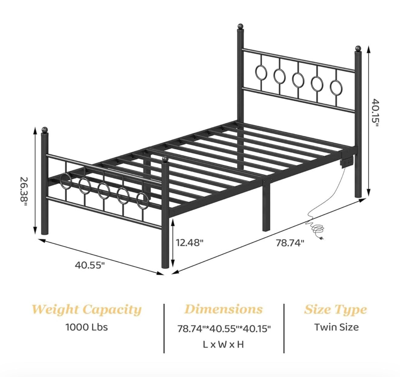 Twin Bed Frame With Headboard And Mattress