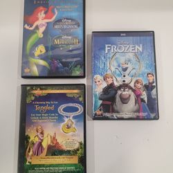 Disney Little Mermaid: Ariel's Beginning & Return Sea 2, Frozen, & Tangled DVDs
