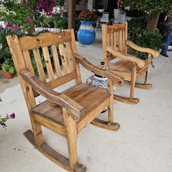 Wooden Rocking Chair Bench Red Set. $250 cada una