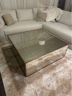 TOV furniture lana mirrored large coffee table
