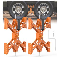 X-Shaped Wheel Chocks for Travel Trailer【Allow Drill Adjust】 RV Stabilizers X chocks Camper Wheel Chock for Travel Trailers RV Accessories Wrench Adju