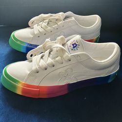 Size 6.5 Converse One Star OX x Golf Le Fleur Rainbow
