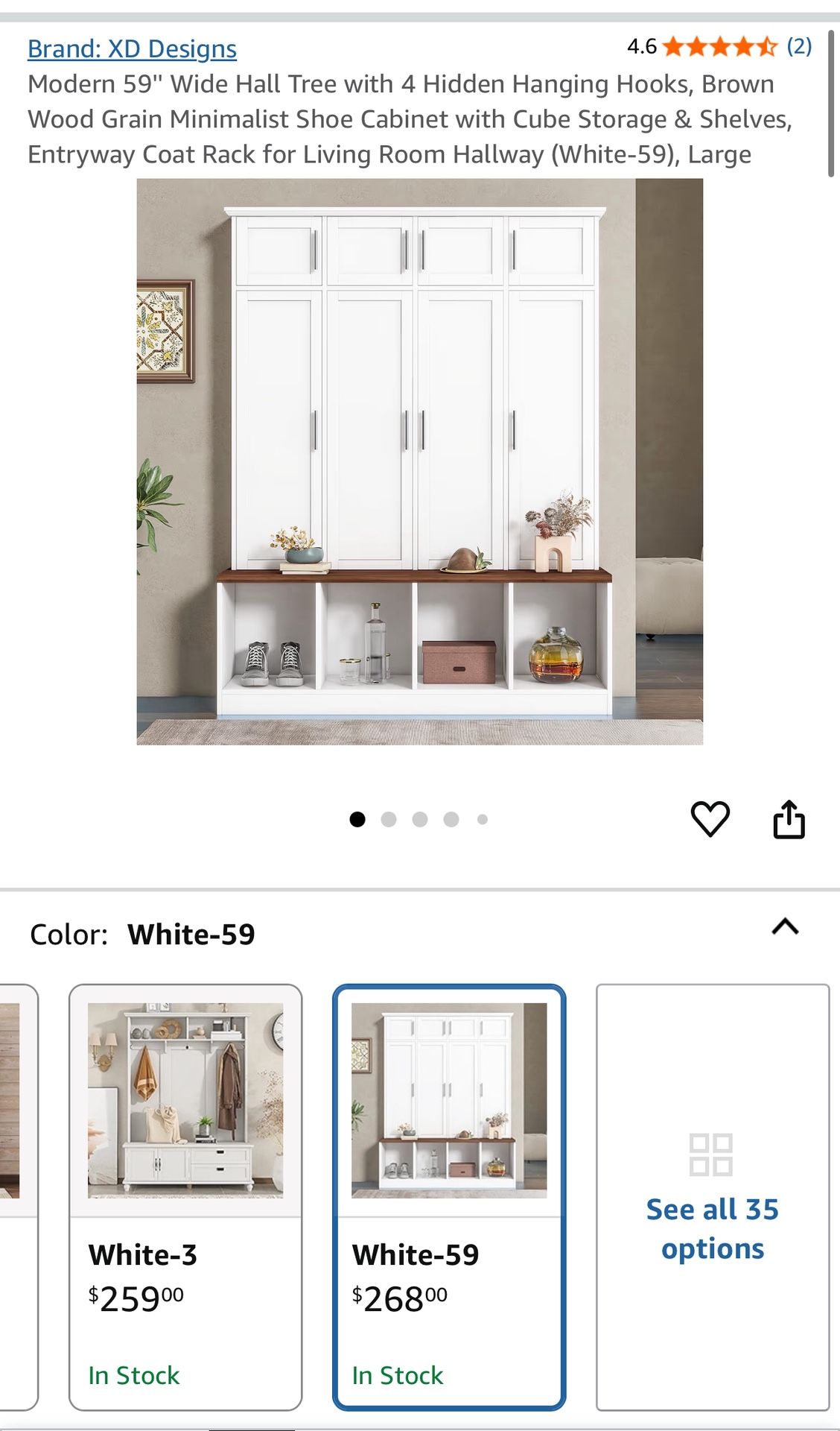 Shoe Cabinet with Cube Storage & Shelves, Entryway Coat Rack