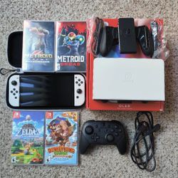 Switch OLED Model-WITH Games, Pro Controller And More- 64GB - White
