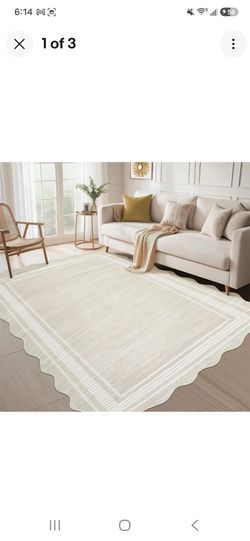 Garvee Rug, Cream White 9x12, Non-Slip