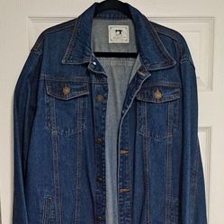 Men's Dark Blue Button Down Denim Jacket (XL)