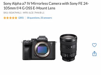 Sony Alpha a7 IV Mirrorless Camera with Sony FE 24-105mm f/4 G OSS E-Mount Lens