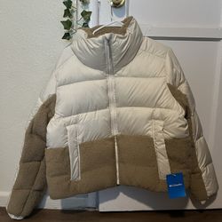 Columbia White/Brown Puffer Sherpa