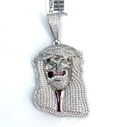 925 Sterling Silver CZ Jesus Face Pendant 16.70g 199354/2