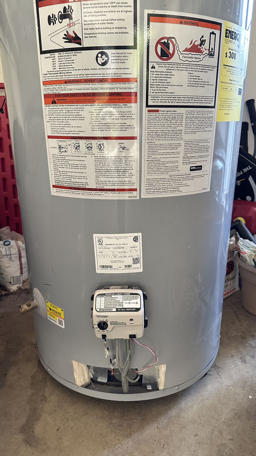 Natural Gas, 75 Gal, Water Heater