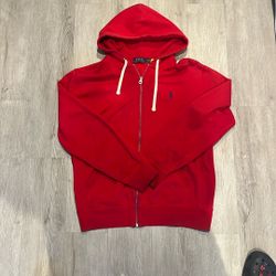 Red Polo Hoodie Zipper 