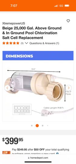 Pool Salt Chlorination Cell New 25,000 Gallon