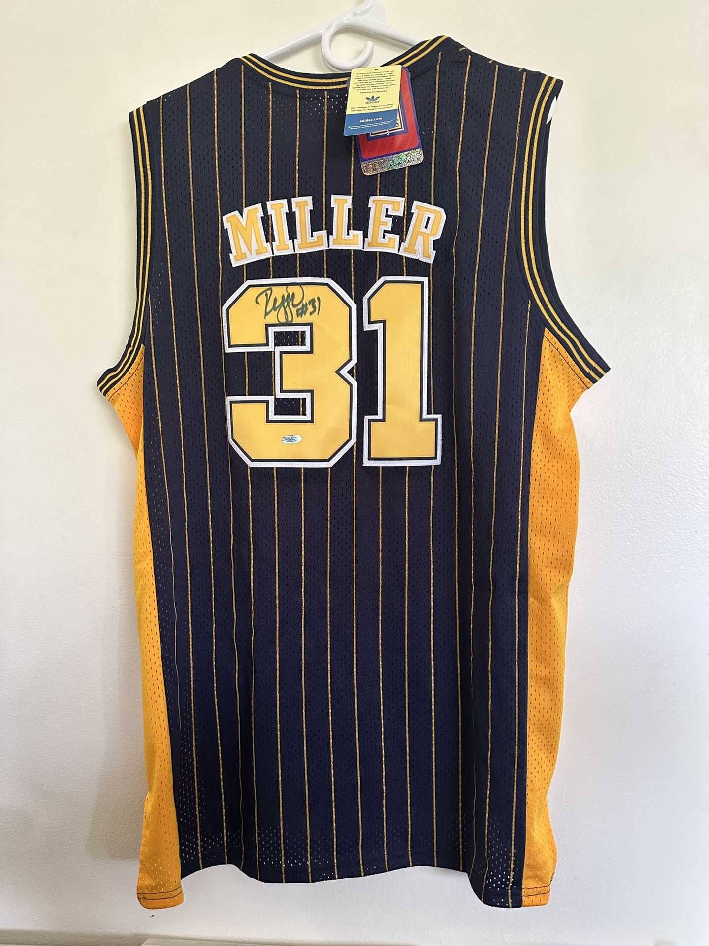 REGGIE MILLER SIGNED INDIANA PACERS ADIDAS AUTOGRAPHED JERSEY W/COA - XL 729