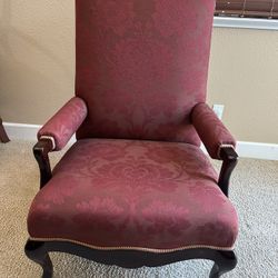 Rare Carved Mahogany Upholstered Classical Armchair.