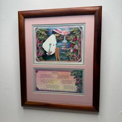 Vintage Diana Hansen Young Art Signed in Koa Frame 1996