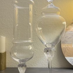 2 Glass Candy Jars Or Vases 