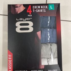 NWT Layer 8 Men’s Crew Neck T-Shirt 4 Pack size L