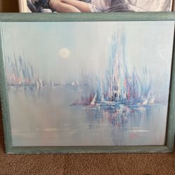 Ocean With Sail Boat Oil Painting 