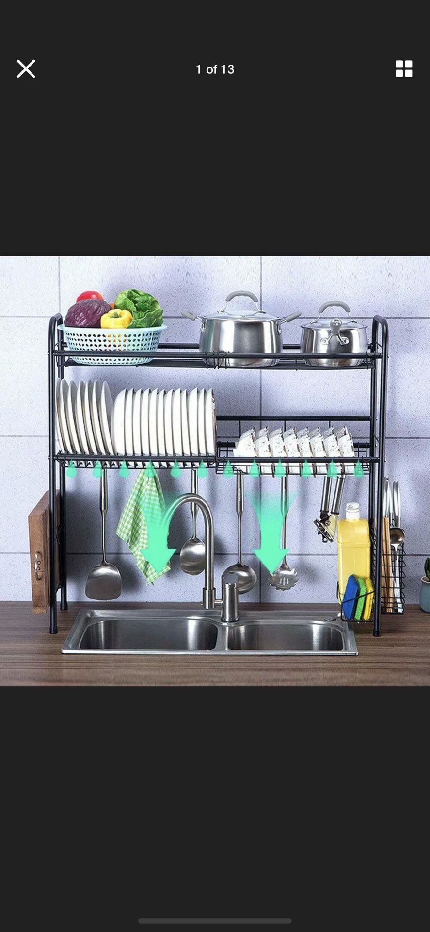 new , Over The Sink Dish Drying Rack Collapsible Stainless Steel Dish Drainer Large