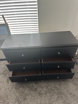 Midnight Black 6-Drawer Dresser with Mirror