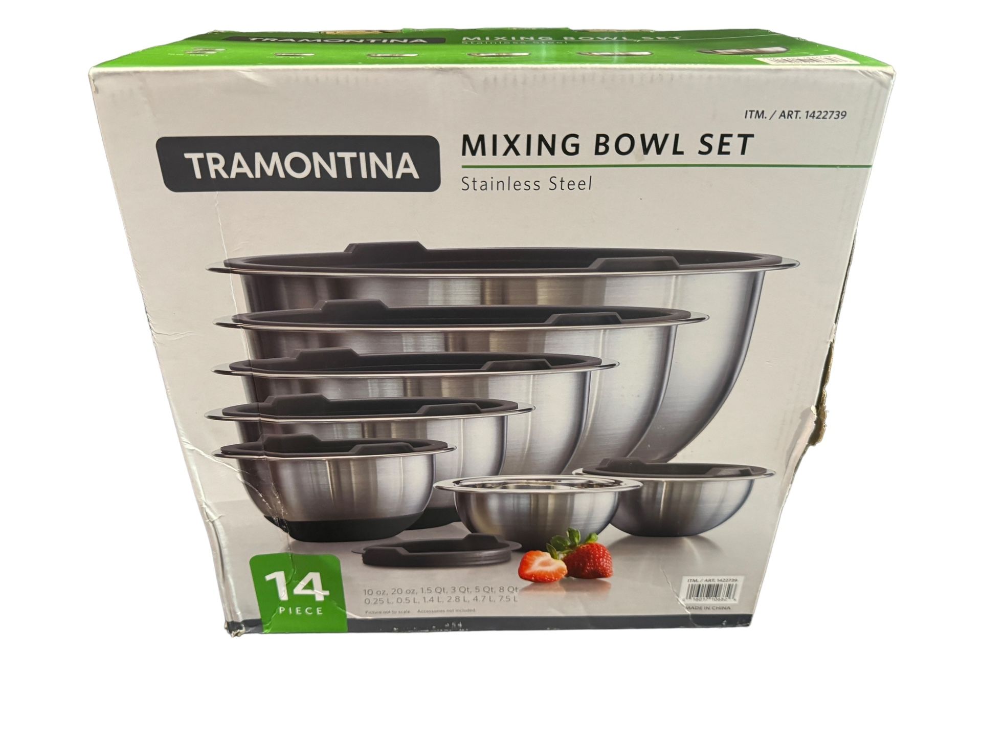 Tramontina 14-Piece Stainless Steel Mixing Bowl Set with Lids - Silver