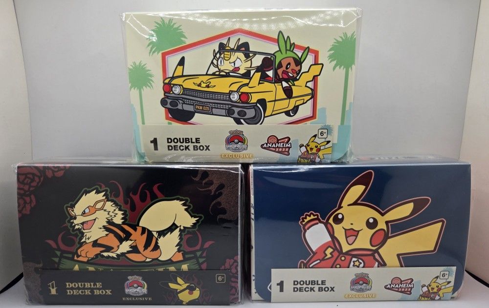 Pokemon World Championships 2025 Anaheim All 3 Double Deck Box Set Bundle Sealed