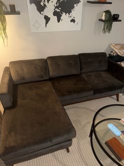 Dark Gray Suede Couch