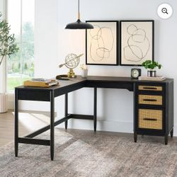Better Homes & Gardens Springwood L-Shape Desk, Charcoal Finish