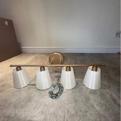 Gold & White Bathroom Light Fixture 