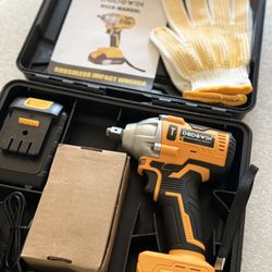 Cordless Impact Wrench Drill Kit Brushless Electric Impact Gun Drill Torque For Car & Home Use