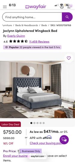 King size upholstered bed