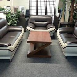 Brand New Bonded Leather Modern Sofa + Loveseat + Chair 3PCs Set