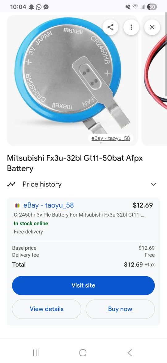 Mitsubishi Fx3u-32bl Gt11-50bat Afpx Battery