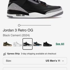 Jordan 3 OG black Cement 