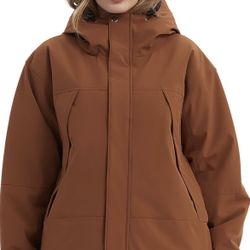 Women’s Waterproof Ski Jacket – 10K Insulated Snow Coat, Breathable Winter Snowboarding Jacket w/ Hood (Oversized Fit)