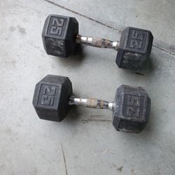 Pair Of 25lb Dumbells For Gym Working Out Rubber 