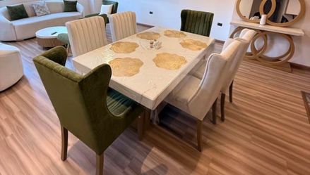 Marble Dining Table with 6 Chairs